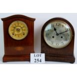 An Edwardian Ansonia Co striking mantel clock, with gilt dial and mahogany case,