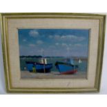 Gerald Norden (1912-2000) - 'Boats on the beach, Loctudy, Brittany', oil on board,