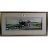 Arthur Willett (1868-1951) - `The Hunt on a village lane', watercolour, signed,