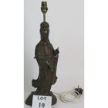 Cast bronze Chinese Goddess Deity later converted into a lamp. Overall height: 53cm.