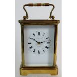 A brass cased carriage clock marked Matthew Norman London, No 1752. Height is 17.5cm.