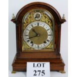 A continental Georgian style striking backek clock, in dome topped oak case, C1900,