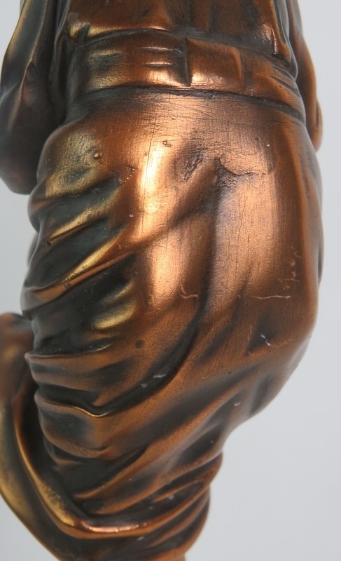 Art Deco style bronzed figure of a windswept lady in the style of Chiparus mounted on a red marble - Image 5 of 5