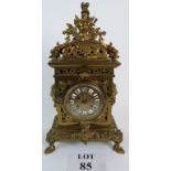 An ornate French case brass mantle clock by J Marti & Co (c1880),