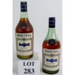 Two bottles of Martell Three Star Cognac, believed to be 1960's production.