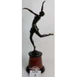 Art Deco style bronze of a dancing girl, on marble plinth, signed Bruno Zach, no: 7255.