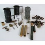 A quantity of Breweriana including 2 x French 1 litre measures, corkscrews, a champagne tap,