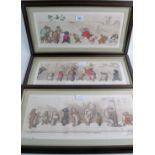 French School (20th century) - A set of three comical pencil signed coloured etchings depicting the