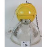 A huge industrial warehouse style light converted for domestic use, shade 47cm diameter.