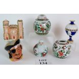 A collection of collectable ceramics including 2 ginger jars, a Buddha,
