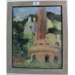 Ian Norris (contemporary) - `Brick Works', thick impasto oil on board, signed,