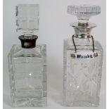 Two square spirit decanters,