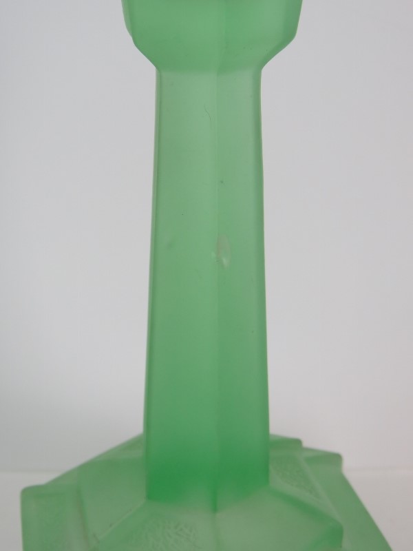 Art Deco opaque green glass eight piece - Image 3 of 6