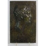 Bronze portrait relief plaque, signed Ge