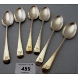 A set of six Victorian silver teaspoons