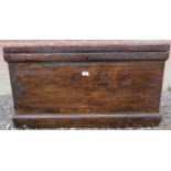 A Victorian stained pine trunk with a li