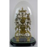 A fine brass skeleton clock, under glass