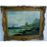 Attributed to Frederick Haynes (fl 1860-1880) - 'Coastal landscape with rocky beach,