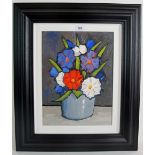 David Barnes (British, b1943) - 'Red, White & Blue', (still life vase of flowers),
