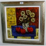 Steve Capper (b1944) - 'Still life with daisies', oil on canvas, signed, further signed verso,