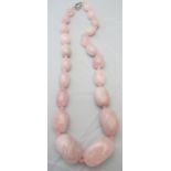Rose quartz gemstone necklace, graduated