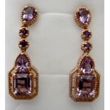 Rose de France amethyst earrings, 40mm x