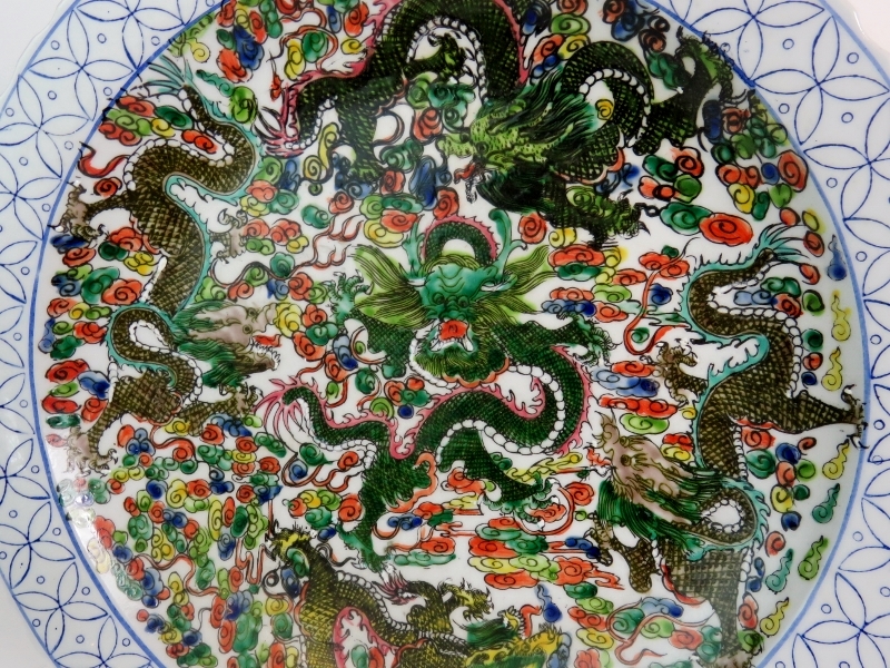 Large Chinese hand decorated Dragon char - Image 3 of 9