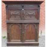 A 19th Century carved oak tall cabinet w