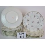 A set of 12 antique porcelain plates wit