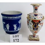 A Wedgwood style blue and white Jasperwa