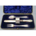 A three piece silver christening set, co