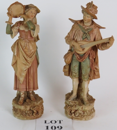 A pair of Bohemia Royal Dux figures depi