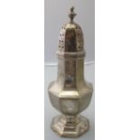 A silver sugar caster, approx 8" high, p