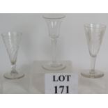 A Georgian wine glass with air twist stem and bell shaped bowl, C1760.