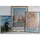 Three stylish vintage posters, glazed and framed,