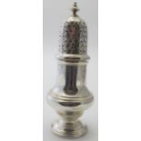 A modern silver sugar caster of baluster form, with pierced dome cover, London 1981,