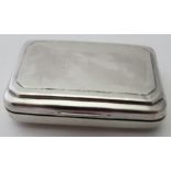 A Georgian silver snuff box of rectangular form, gilded interior, Birmingham 1814,