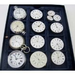 A collection of fourteen various pocket watches, ten lacking their cases.