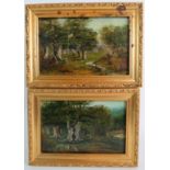 British School (late 19th/early 20th century) - 'Woodland scenes', a pair, oils on board,