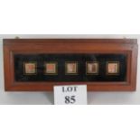 An Edwardian mahogany servants bell box with five stations, 43cm x 17cm.