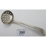 A Georgian silver sifter spoon, London 1823, approx 32 grams/1 troy ounce.