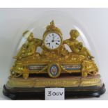 An impressive 19th century French ormolu clock with porcelain floral plaques,