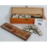 A super quality complete set of bone and ebony 9 spot dominoes each being 11mm thick,