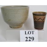 A Ray Finch Winchcombe studio pottery bowl with impressed personal mark and a Winchcombe studio