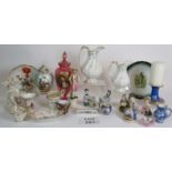 A collection of mainly continental decorative pottery and porcelain including Dresden.