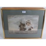 British School (18th/19th century) - Set of four hand coloured line engravings depicting Naval
