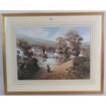 British School (20th century) - 'Quintessentially Victorian English village scene', pastel,