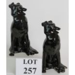 Two very rare black Royal Doulton Collie dog figures, design HN105. Height: 20.5cm.