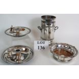 A pair of mid 19th Century silver plated chamber sticks and snuffers by George Richmond Collins,