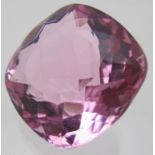 Natural 20mm Brazilian kunzite gemstone, 13mm depth, cushion facet, standard brilliant.